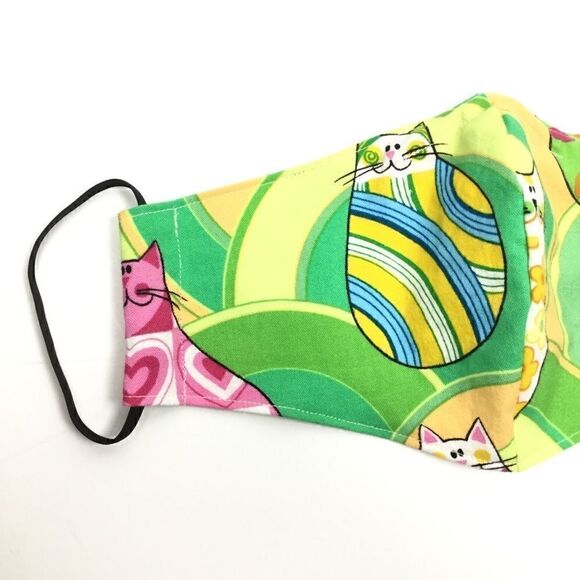 2/$15 - Cat Mask, Green Face Mask with Cats, Filti Filter - Picture 5 of 13